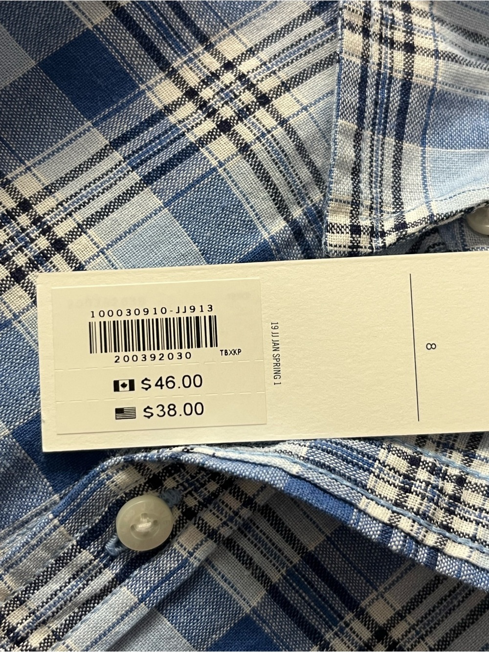 New Janie and Jack Boys Plaid Linen Cotton Button Down Shirt Size 8 Classic - Picture 5 of 7